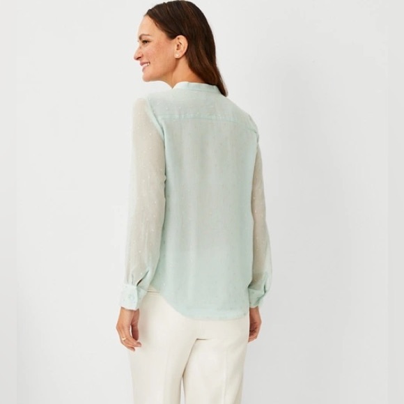 Shimmer Pleated Ruffle Blouse - Picture 3 of 4